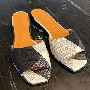Staud Caspian Slides Sandals Gingham size 37